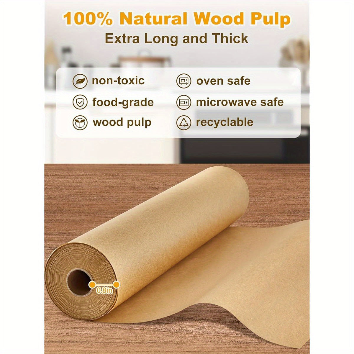 Parchment Paper Roll for Baking, 13in x 278ft, 300 sq. ft, Non- Stick Baking Paper Sheets with Slide Cutter, Heavy Duty Extra Long, for Kitchen Baking Cooking Grilling Steaming, Unbleached, Steaming Paper, Kitchen Essentials, Nonstick Surface, Heavyduty
