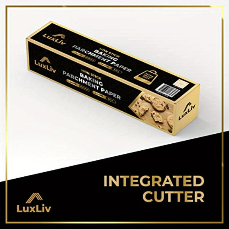 164ft/50m LuxLiv Non-Stick Baking Parchment Paper Roll - Extra Thick Greaseproof Wax Paper for Sourdough Bread, Pastries, Cookies, and More - Brown, Non-Stick, Easy to Tear, Perfect for Baking and Cooking, Baking Essentials | Nonstick Parchment |