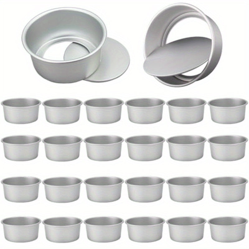 4 Inch Small Cake Pan Set of 24 Nonstick Aluminum Cake Baking Pans with 100pcs Round Parchment Paper Cake Pans with Removable Bottom for Mini Cheesecakes Pizzas and Dessert