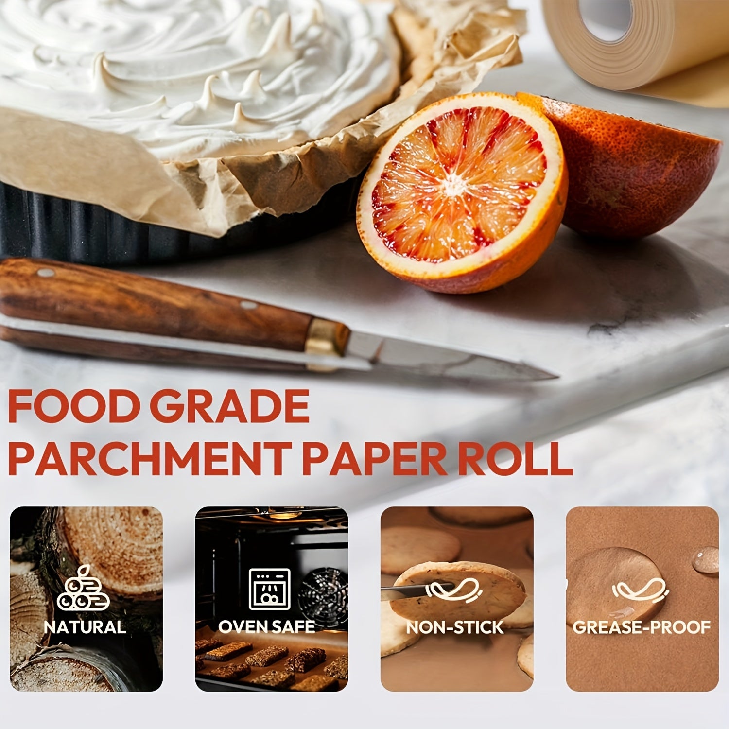 1 Roll Unbleached Parchment Paper - Non-Stick, Serrated Cutter for Baking, Cooking, Air Fryer, Silicone Oil Resistant, Ideal for Chicken, Fish, Vegetables & More - Perfect for Home Cooking, Baking Essentials|Serrated Edge Design|Nonstick Paper