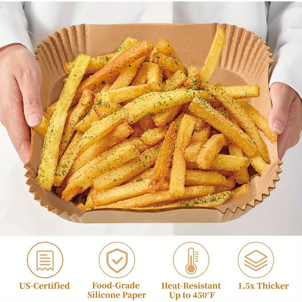 125pcs 7.9 Inch Square Air Fryer Liners Disposable for Home Bakers - Thickened Silicone Oil Paper - Withstands up to 450°F Heat - Non-Stick, Perfect for Even Cooking, Easy Cleanup, and Healthy Frying - for Air Fryer 5 to 8 Qt, Air Fryer Liners Disposable,