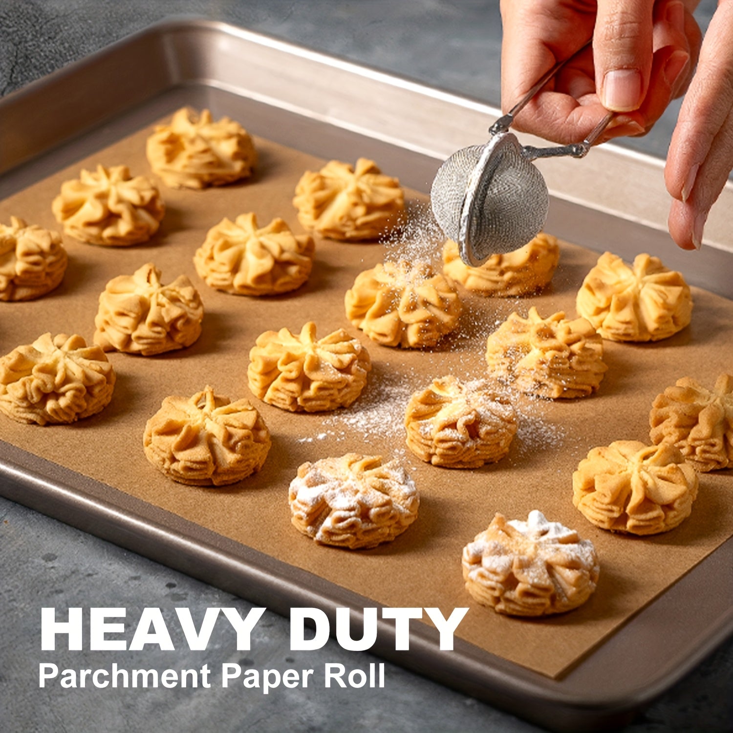 1 Roll Unbleached Parchment Paper - Non-Stick, Serrated Cutter for Baking, Cooking, Air Fryer, Silicone Oil Resistant, Ideal for Chicken, Fish, Vegetables & More - Perfect for Home Cooking, Baking Essentials|Serrated Edge Design|Nonstick Paper