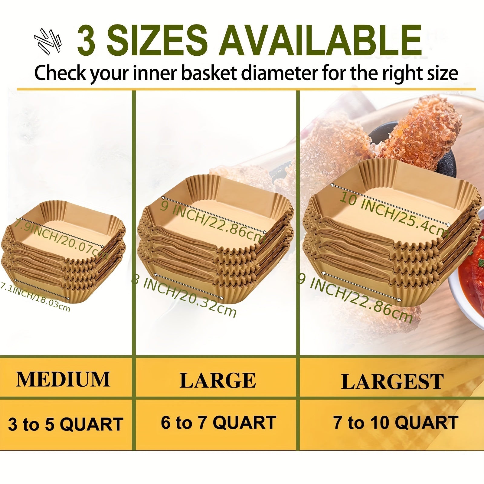 100pcs, Air Fryer Disposable Paper Liners, 9 Inch, Round And Square Parchment Paper Liner For 5-8QT Air Fryer, Oil-proof, Water-proof, Parchment Baking Paper For Kitchen Baking Roasting Microwave