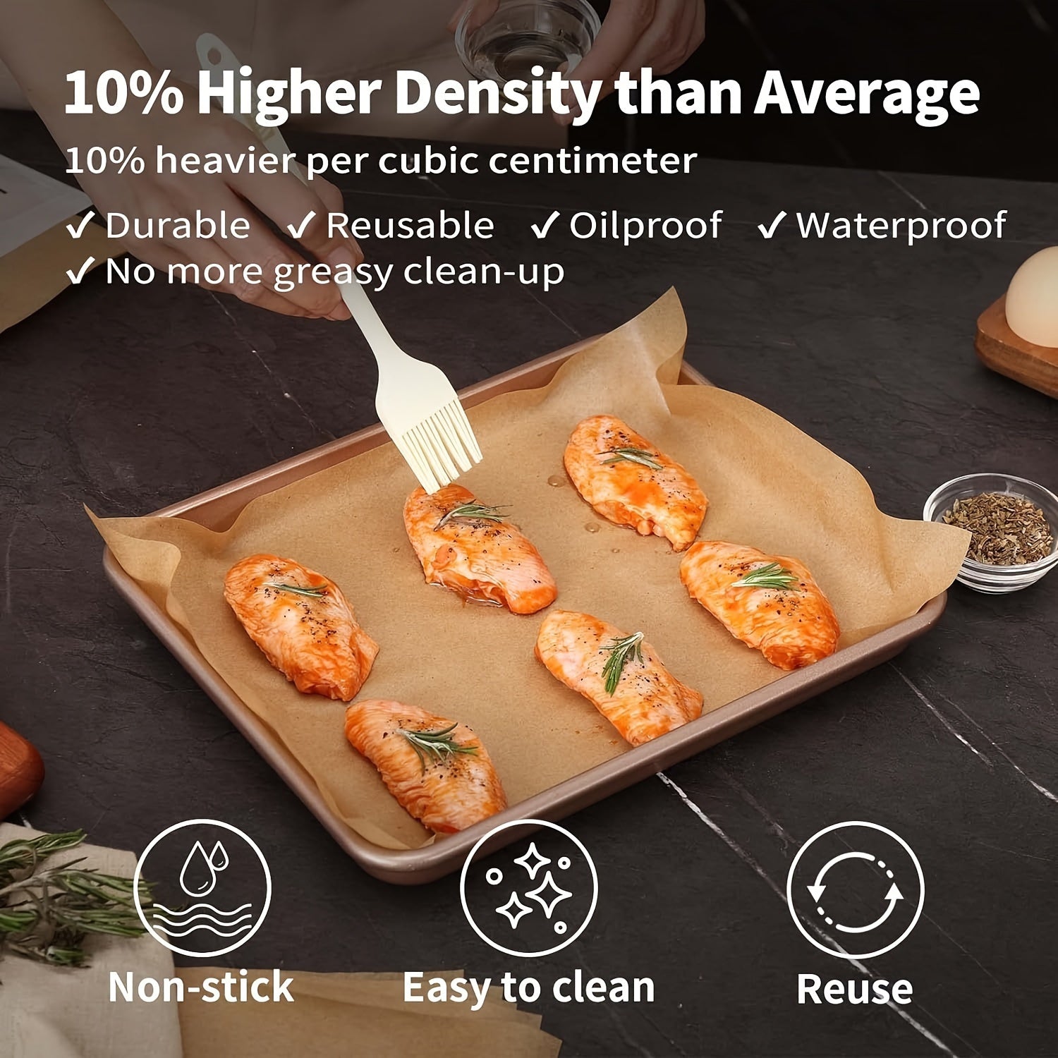100pcs Premium Non-Stick Parchment Paper Sheets Pre-Cut, Baking Liners for Fast, Easy Clean-Up Ideal for Baking, Grilling, Steaming & More