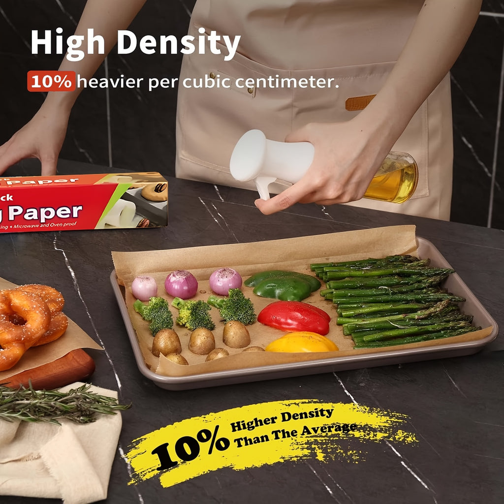1 Roll Unbleached Parchment Paper - Non-Stick, Serrated Cutter for Baking, Cooking, Air Fryer, Silicone Oil Resistant, Ideal for Chicken, Fish, Vegetables & More - Perfect for Home Cooking, Baking Essentials|Serrated Edge Design|Nonstick Paper