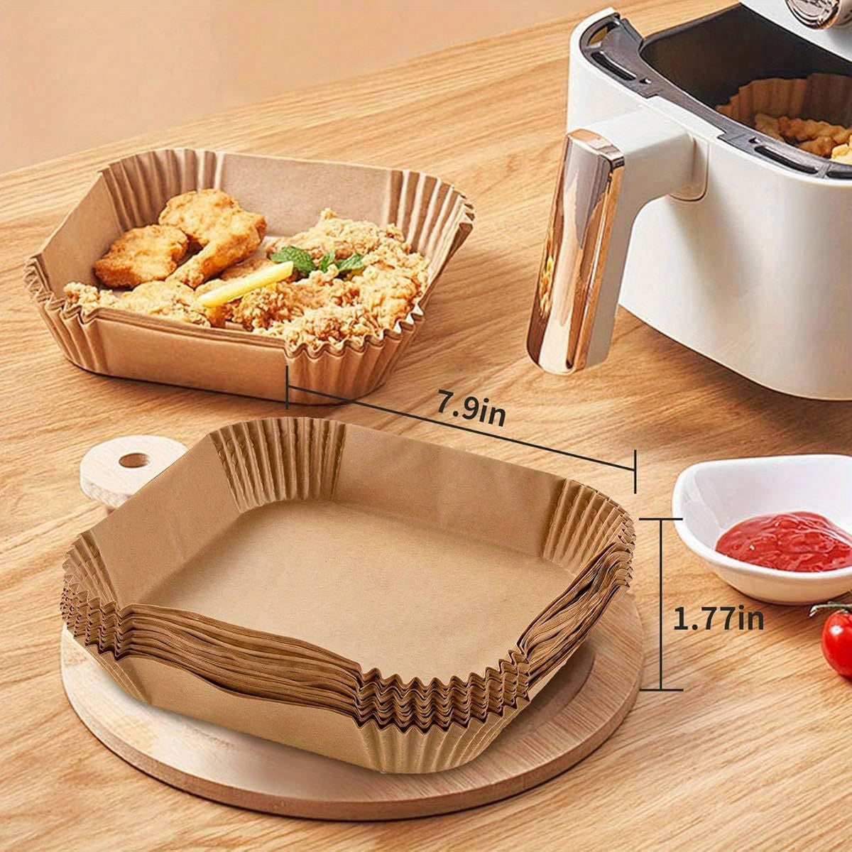 125pcs 7.9 Inch Square Air Fryer Liners Disposable for Home Bakers - Thickened Silicone Oil Paper - Withstands up to 450°F Heat - Non-Stick, Perfect for Even Cooking, Easy Cleanup, and Healthy Frying - for Air Fryer 5 to 8 Qt, Air Fryer Liners Disposable,