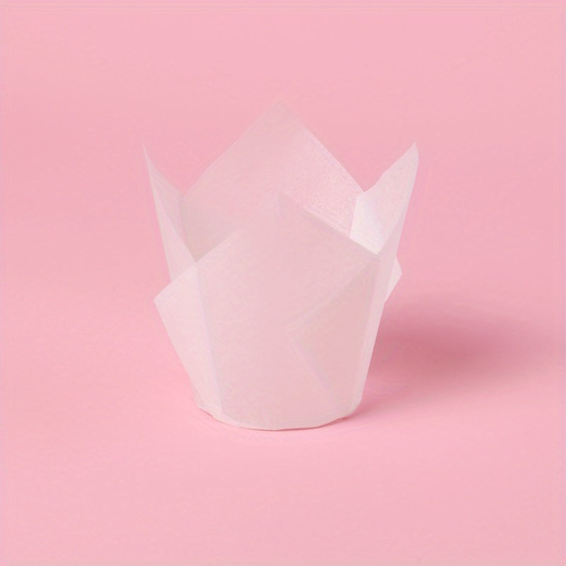 50pcs, Tulip Muffin Cups, Disposable Cupcake Cups, Heat Resistant Greaseproof Paper Cupcake Liners, Muffin Molds, Baking Tools, Kitchen Gadgets, Kitchen Accessories