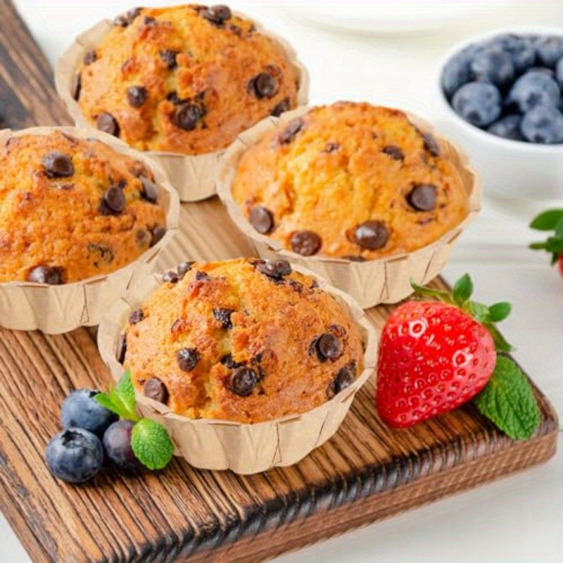 100pcs Mini Fluted Tube Pan Liners - Nonstick Disposable Baking Sheets, 4 Inch Round Cake Pans for Angel Food, Pies, Scones, Pineapples - Perfect for Weddings, Parties, Home Baking - Easy Release & Cleanup, Party Desserts, Fluted Edge Design, Durable