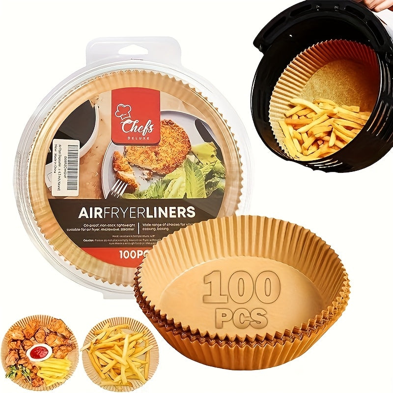 50/ 100pcs, disposable paper lining for air fryer, air fryer 6.3-7 inch lining [for 2-8 QT], non-stick parchment, for frying, baking, cooking, baking and microwave ovens, oil-proof, tray non-stick silicone oil paper, kitchen accessories