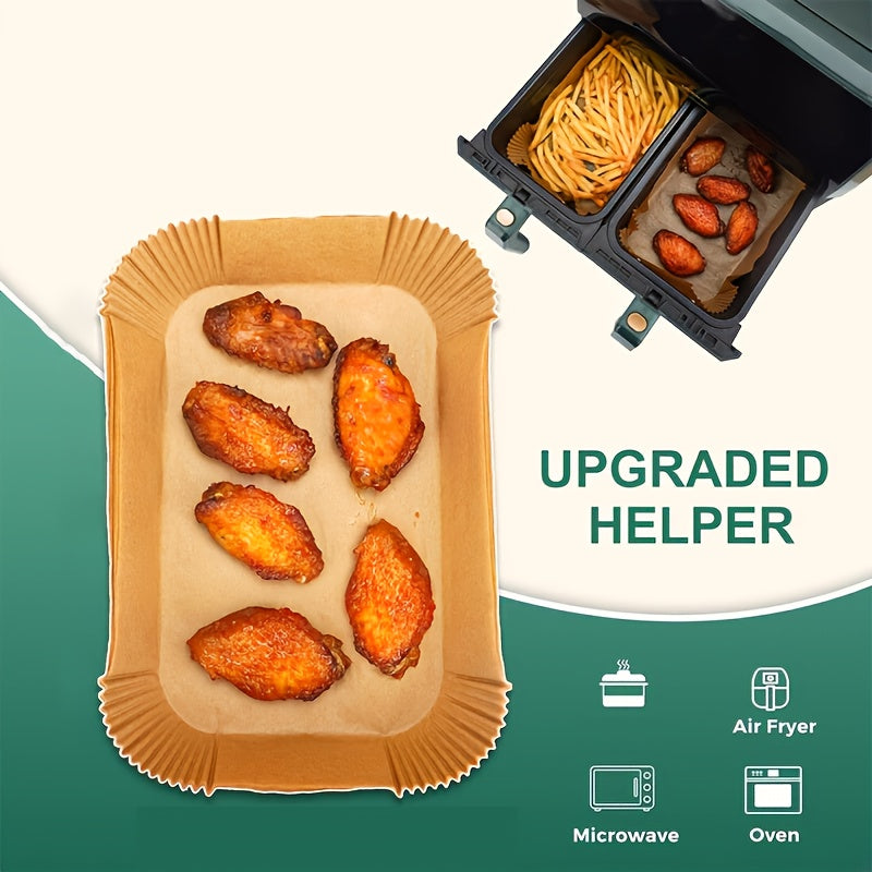 100pcs Rectangle Air Fryer Liner, Disposable Kraft Paper Pad That Does Not Need to Be Cleaned, Baking Pads Without Bleach, Multi-Purpose Food Baking Paper Pad, Suitable for Ovens, Microwave Ovens, Frying Pan, Kitchen Accessories, Kitchen baking tools