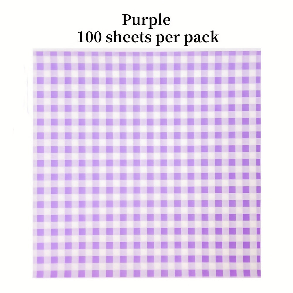 100pcs Grid Pattern Baking Paper Sheets - Non-Stick & Grease Proof for Air Fryer, Oven Countertops Crafts & Food Prep-Oil-Proof Wax Paper