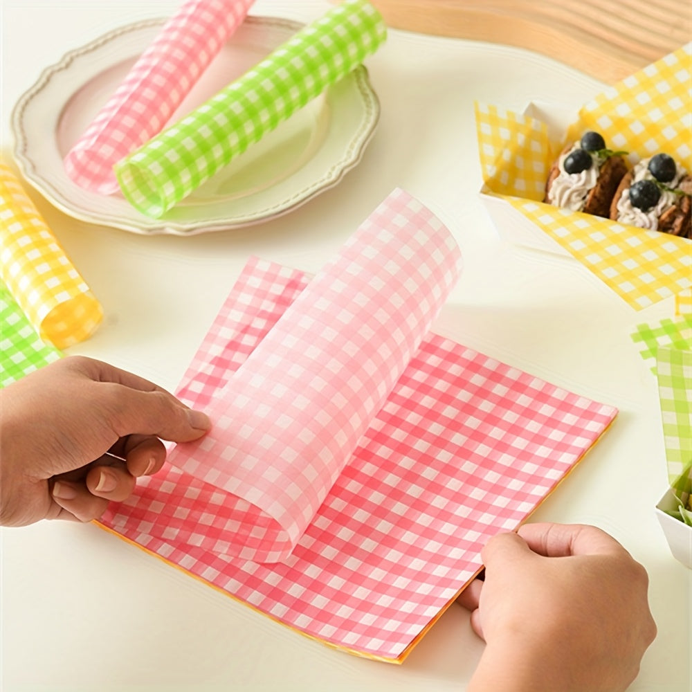 100pcs Grid Pattern Baking Paper Sheets - Non-Stick & Grease Proof for Air Fryer, Oven Countertops Crafts & Food Prep-Oil-Proof Wax Paper