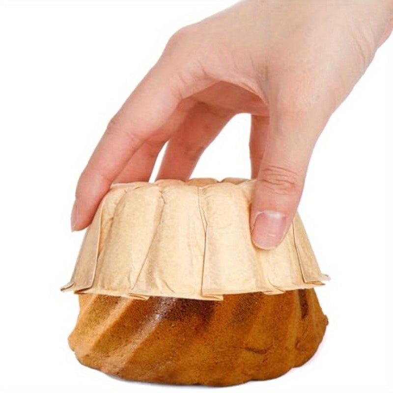 100pcs Mini Fluted Tube Pan Liners - Nonstick Disposable Baking Sheets, 4 Inch Round Cake Pans for Angel Food, Pies, Scones, Pineapples - Perfect for Weddings, Parties, Home Baking - Easy Release & Cleanup, Party Desserts, Fluted Edge Design, Durable