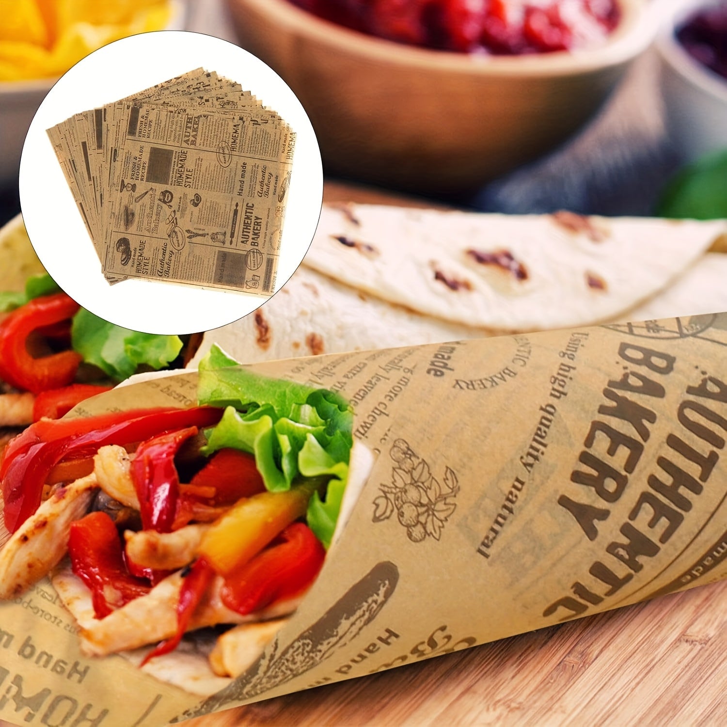 50 Vintage Newspaper Printed Grease-Proof Wrapping Paper - True Baking Style Food Wrap Paper for Sandwiches, Burgers, and Breads, Ideal for Home Kitchens