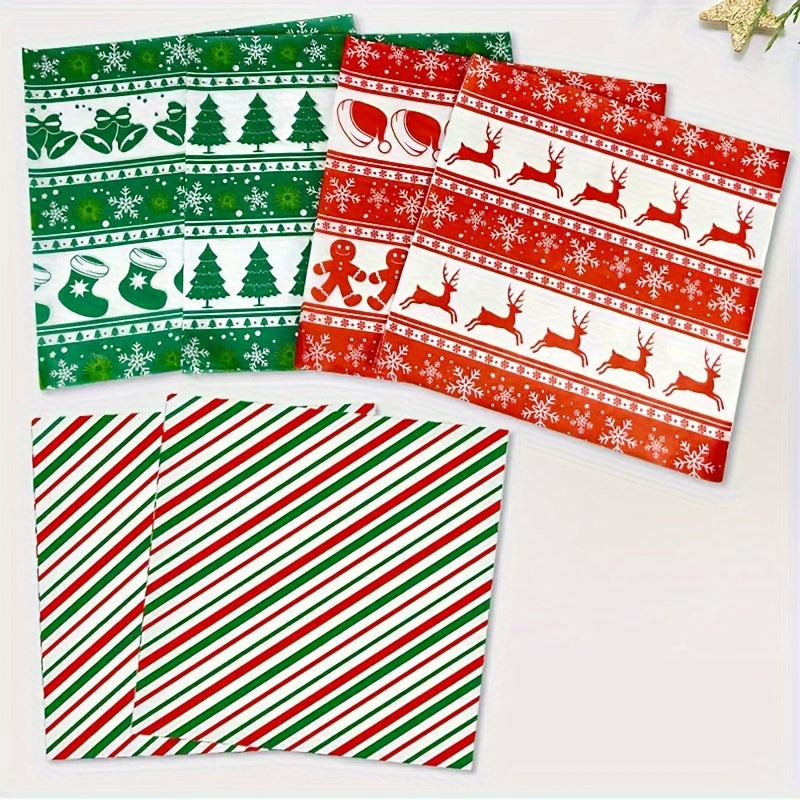 50-Pack Christmas Themed Oil-Absorbing Paper Sheets - Festive Bakery Parchment Paper for Hamburgers, Baked Goods, Fried Chicken - Disposable, Pre-Cut, Individual Paper Towels with Holiday Designs
