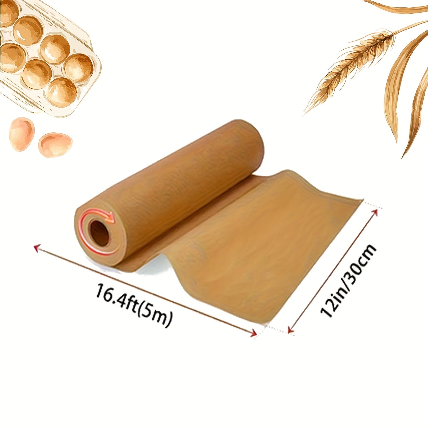 1 Roll Unbleached Parchment Paper - Non-Stick, Serrated Cutter for Baking, Cooking, Air Fryer, Silicone Oil Resistant, Ideal for Chicken, Fish, Vegetables & More - Perfect for Home Cooking, Baking Essentials|Serrated Edge Design|Nonstick Paper