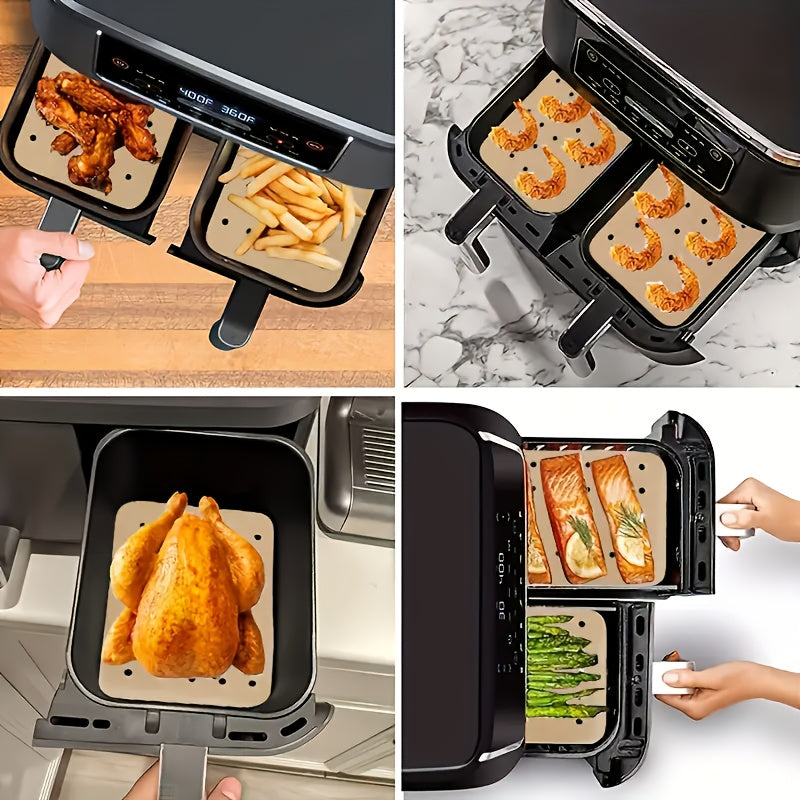 100pcs Non-Stick Rectangular Parchment Paper Liners 5.5x8in - Disposable Air Fryer Liners, Baking Paper Oil-Proof, with Perforated Steamer Liners for Oven, Air Fryer, Steamer, Kitchen Utensils, Kitchen Accessories, Home Kitchen Supplies
