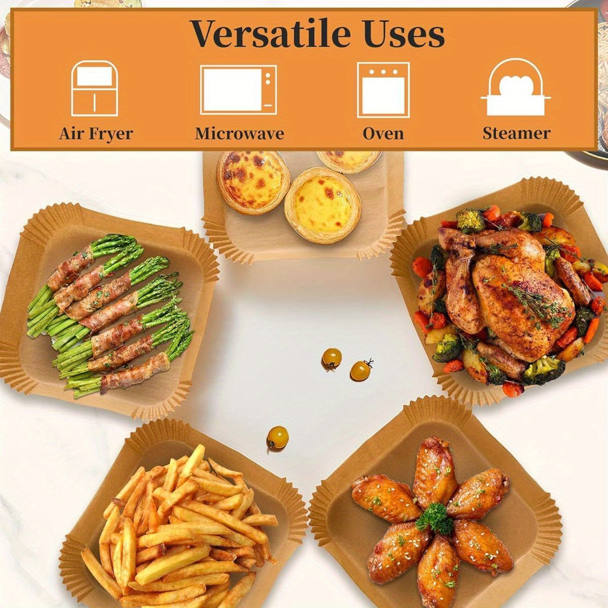 125pcs 7.9 Inch Square Air Fryer Liners Disposable for Home Bakers - Thickened Silicone Oil Paper - Withstands up to 450°F Heat - Non-Stick, Perfect for Even Cooking, Easy Cleanup, and Healthy Frying - for Air Fryer 5 to 8 Qt, Air Fryer Liners Disposable,