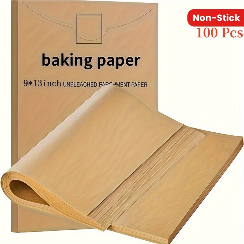 100pcs Pre-Cut Parchment Paper Baking Sheets Unbleached Non-Stick, Half Sheet Pan Size - For Baking, Cooking, Grilling, Air Fryer, Steaming, Deep Fryer - Perfect For Home Bakers & Kitchen Enthusiasts (9*13in)