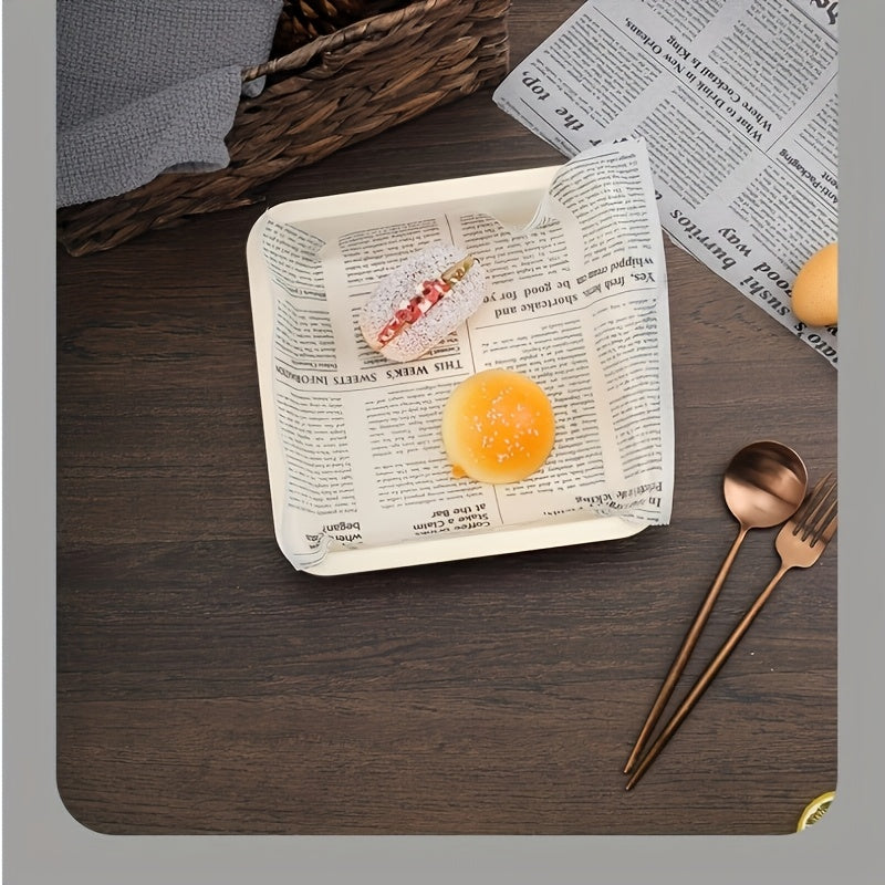 5-metre roll of retro newspaper pattern silicone oil paper, non-stick, high-temperature resistant baking tray oil paper, bread paper, can be cut to any size.