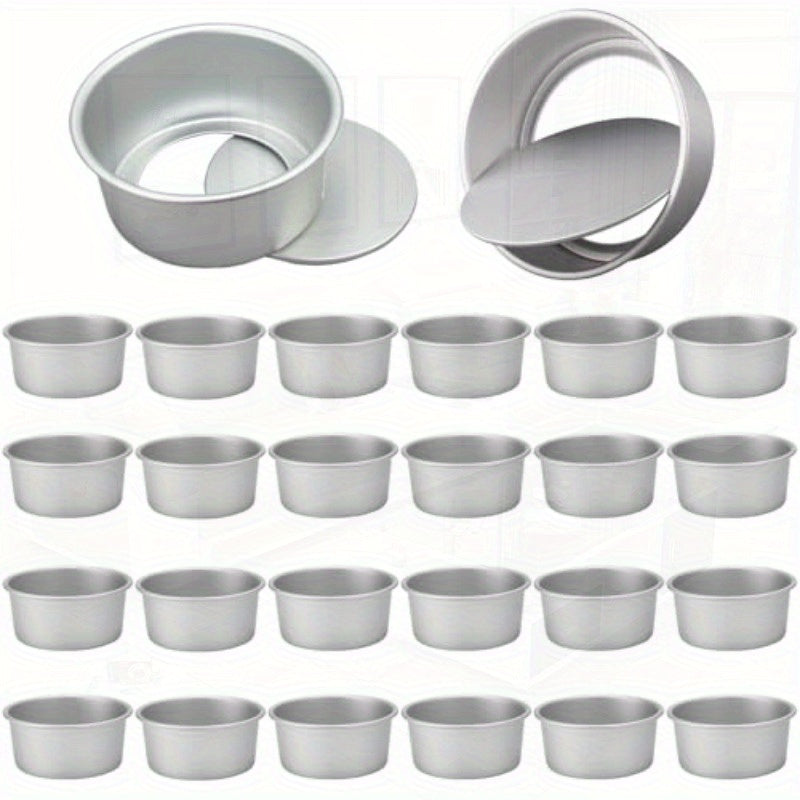 4 Inch Small Cake Pan Set of 24 Nonstick Aluminum Cake Baking Pans with 100pcs Round Parchment Paper Cake Pans with Removable Bottom for Mini Cheesecakes Pizzas and Dessert