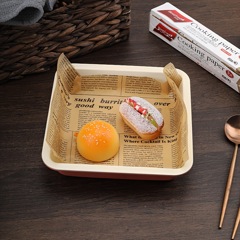 5-metre roll of retro newspaper pattern silicone oil paper, non-stick, high-temperature resistant baking tray oil paper, bread paper, can be cut to any size.