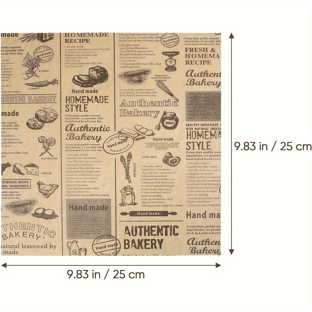 50 Vintage Newspaper Printed Grease-Proof Wrapping Paper - True Baking Style Food Wrap Paper for Sandwiches, Burgers, and Breads, Ideal for Home Kitchens