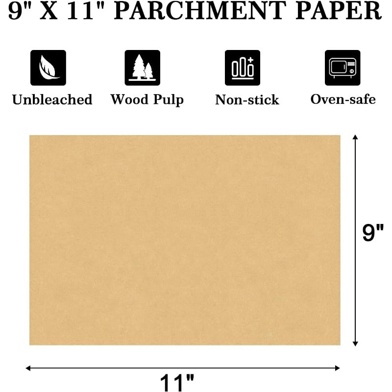 300pcs 9x11 Inch Parchment Paper Sheets - Disposable Air Fryer & Toaster Oven Liners, Non-Stick Rectangular Baking Sheets for Cuisinart, Emeril Lagasse, Ninja Foodi, Breville, Instant Pot - Easy Cleanup, Even Heat Distribution, Kitchen Essentials, Baking