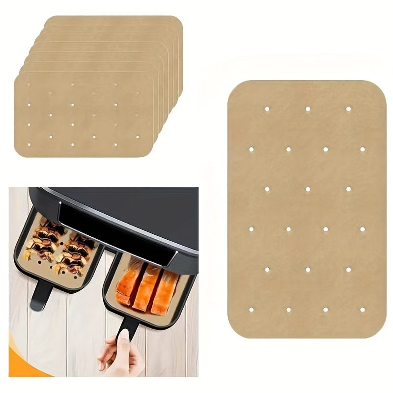 100pcs Non-Stick Rectangular Parchment Paper Liners 5.5x8in - Disposable Air Fryer Liners, Baking Paper Oil-Proof, with Perforated Steamer Liners for Oven, Air Fryer, Steamer, Kitchen Utensils, Kitchen Accessories, Home Kitchen Supplies