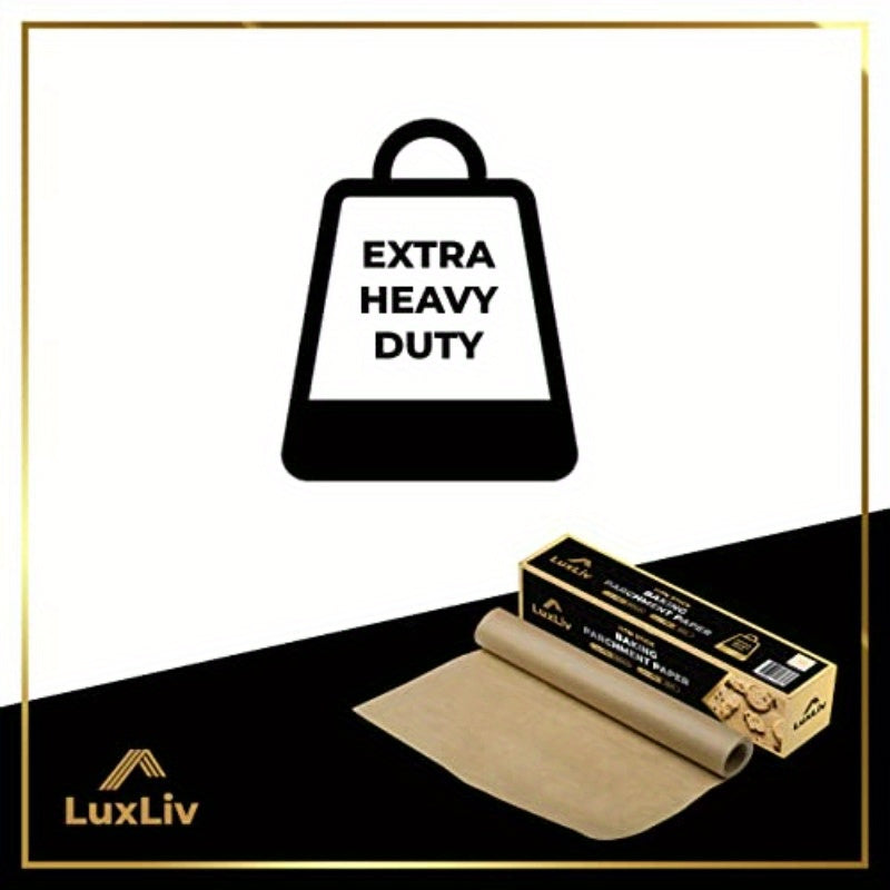 164ft/50m LuxLiv Non-Stick Baking Parchment Paper Roll - Extra Thick Greaseproof Wax Paper for Sourdough Bread, Pastries, Cookies, and More - Brown, Non-Stick, Easy to Tear, Perfect for Baking and Cooking, Baking Essentials | Nonstick Parchment |