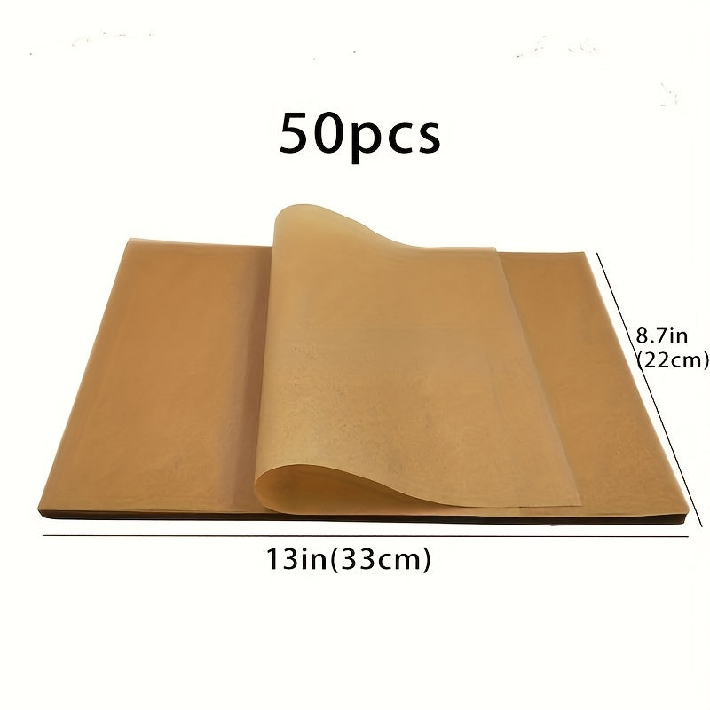 50pcs Pre-Cut Non-Stick Parchment Paper Baking Sheets - 9 x 13 Inch, High-Quality for Baking, Cooking, Grilling, Air Fryer, Steaming, Perfect for Thanksgivin