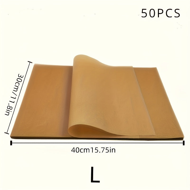 50pcs Pre-Cut Non-Stick Parchment Paper Sheets, 9.0 x 13.0inch - Unbleached, Ideal for Baking, Grilling, Frying, and Steaming, Suitable for Most Baking Sheets, Baking Sheets for Pantry
