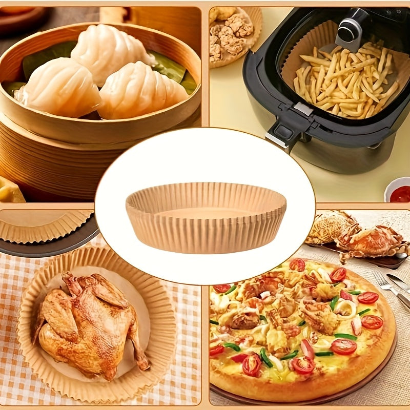 50/ 100pcs, disposable paper lining for air fryer, air fryer 6.3-7 inch lining [for 2-8 QT], non-stick parchment, for frying, baking, cooking, baking and microwave ovens, oil-proof, tray non-stick silicone oil paper, kitchen accessories