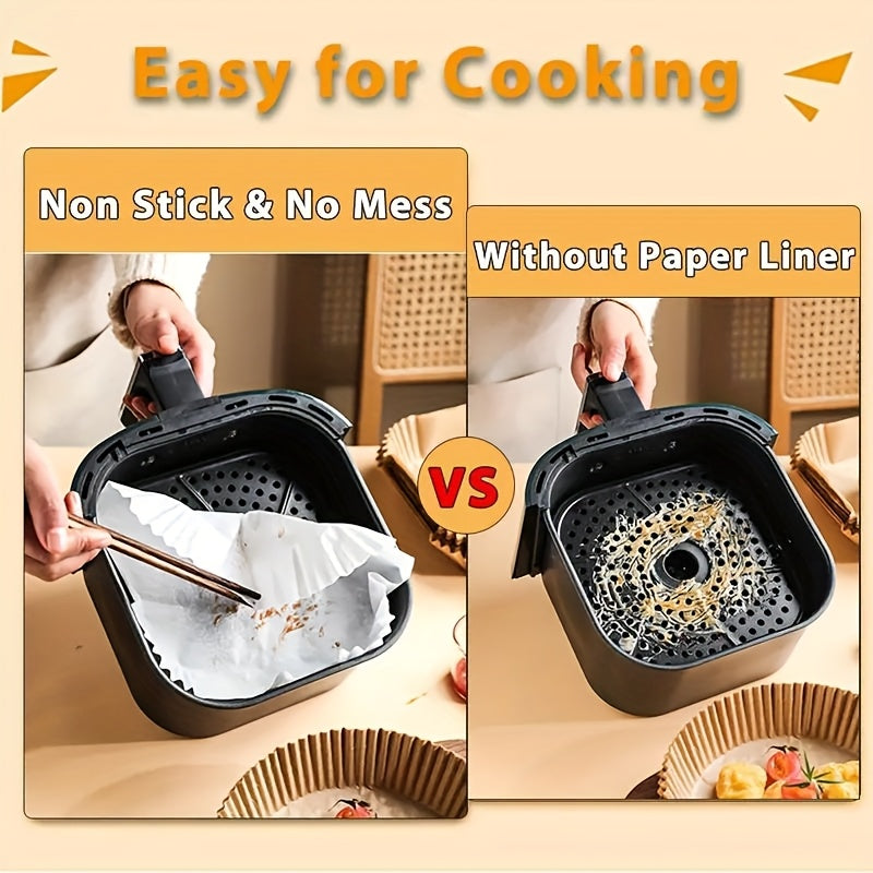 50/ 100pcs, disposable paper lining for air fryer, air fryer 6.3-7 inch lining [for 2-8 QT], non-stick parchment, for frying, baking, cooking, baking and microwave ovens, oil-proof, tray non-stick silicone oil paper, kitchen accessories