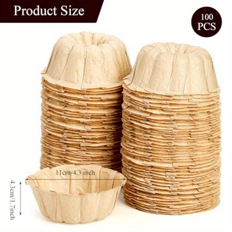 100pcs Mini Fluted Tube Pan Liners - Nonstick Disposable Baking Sheets, 4 Inch Round Cake Pans for Angel Food, Pies, Scones, Pineapples - Perfect for Weddings, Parties, Home Baking - Easy Release & Cleanup, Party Desserts, Fluted Edge Design, Durable