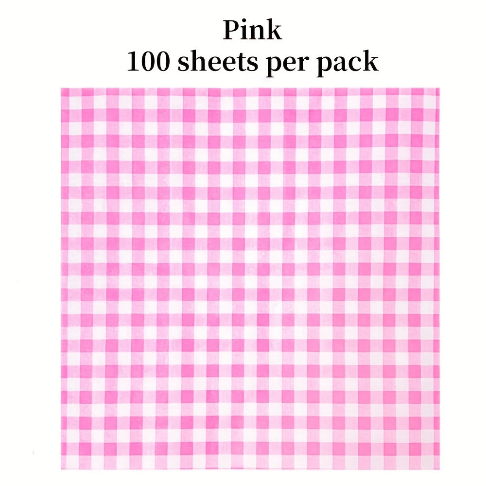 100pcs Grid Pattern Baking Paper Sheets - Non-Stick & Grease Proof for Air Fryer, Oven Countertops Crafts & Food Prep-Oil-Proof Wax Paper