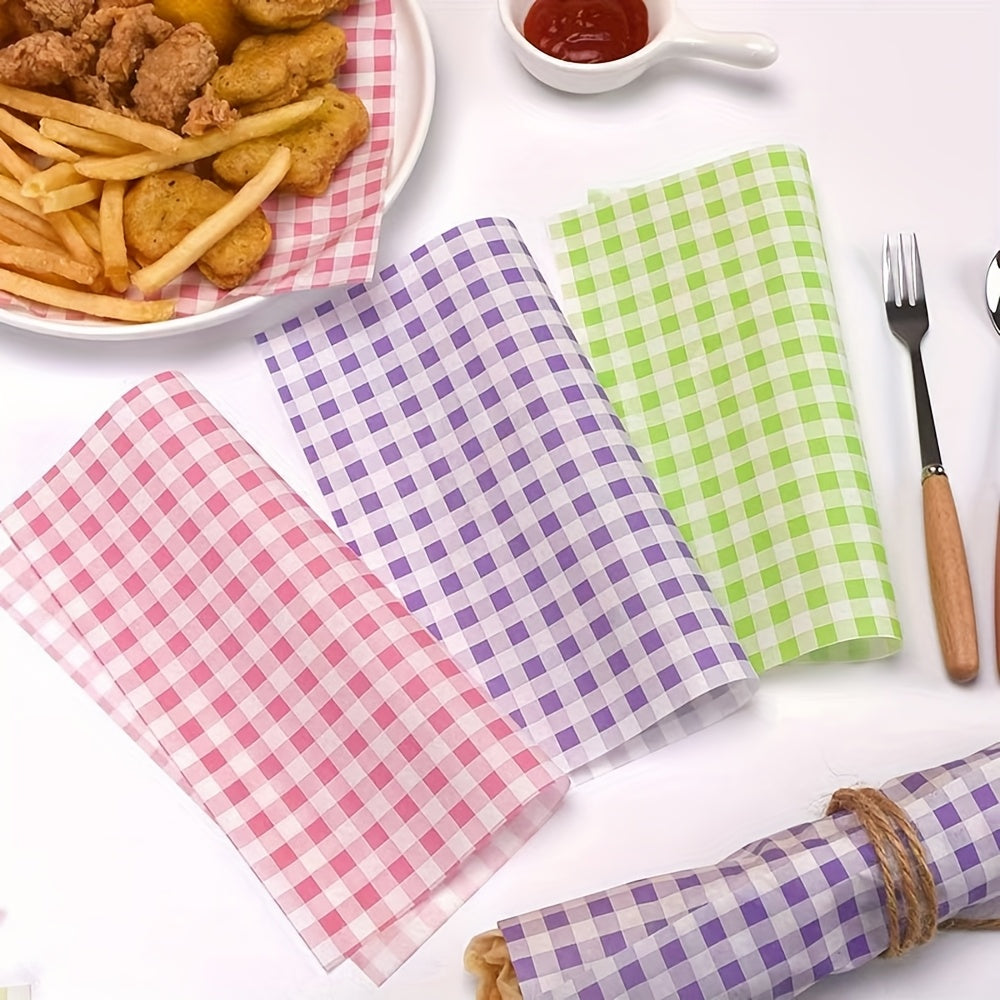100pcs Grid Pattern Baking Paper Sheets - Non-Stick & Grease Proof for Air Fryer, Oven Countertops Crafts & Food Prep-Oil-Proof Wax Paper