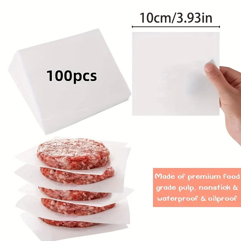 100-Pack Non-Stick Waterproof & Oilproof Butcher Paper Squares - Premium Food-Grade Pulp for Burger Patty Separating, Baking, BBQ, Cake, Freezing, Candy Wrapping & Holiday Use - Versatile Kitchen Essentials, Cake Wrapping | Nonstick Surface | Foodgrade