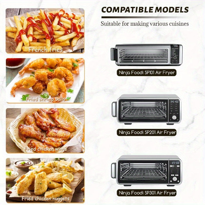 100 Sheets 12-Inch Air Fryer Parchment Paper Squares - Unbleached Pre-Cut Non-Stick Disposable Baking Liners with Rounded Corners, 428°F Safe, Compatible with Ninja Foodi Flip, Cuisinart Toaster Oven, Microwave, Oven, Steamer - Precut for Easy Use, No