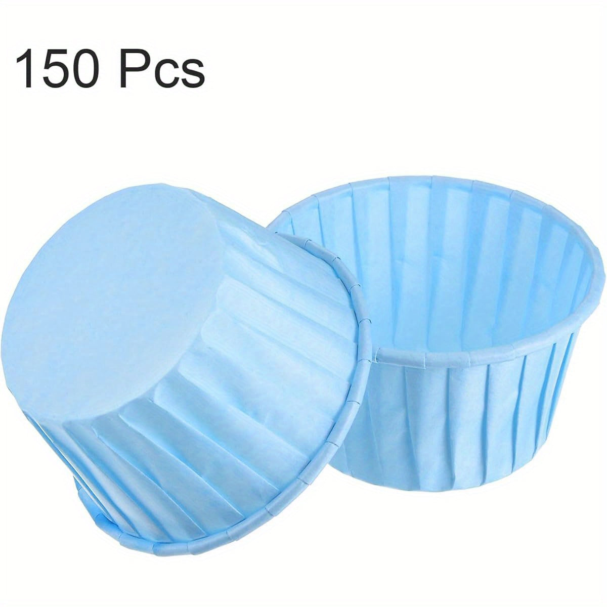 150pcs Blue Cupcake Baking Cups - Greaseproof Paper Liners with Standard Size (3.5oz) for Weddings, Birthdays, Christmas & Parties | Disposable Elegant Wrappers for Cupcakes, Desserts, Mini Pies | Grease-Resistant & Easy Cleanup | Ideal for Home &