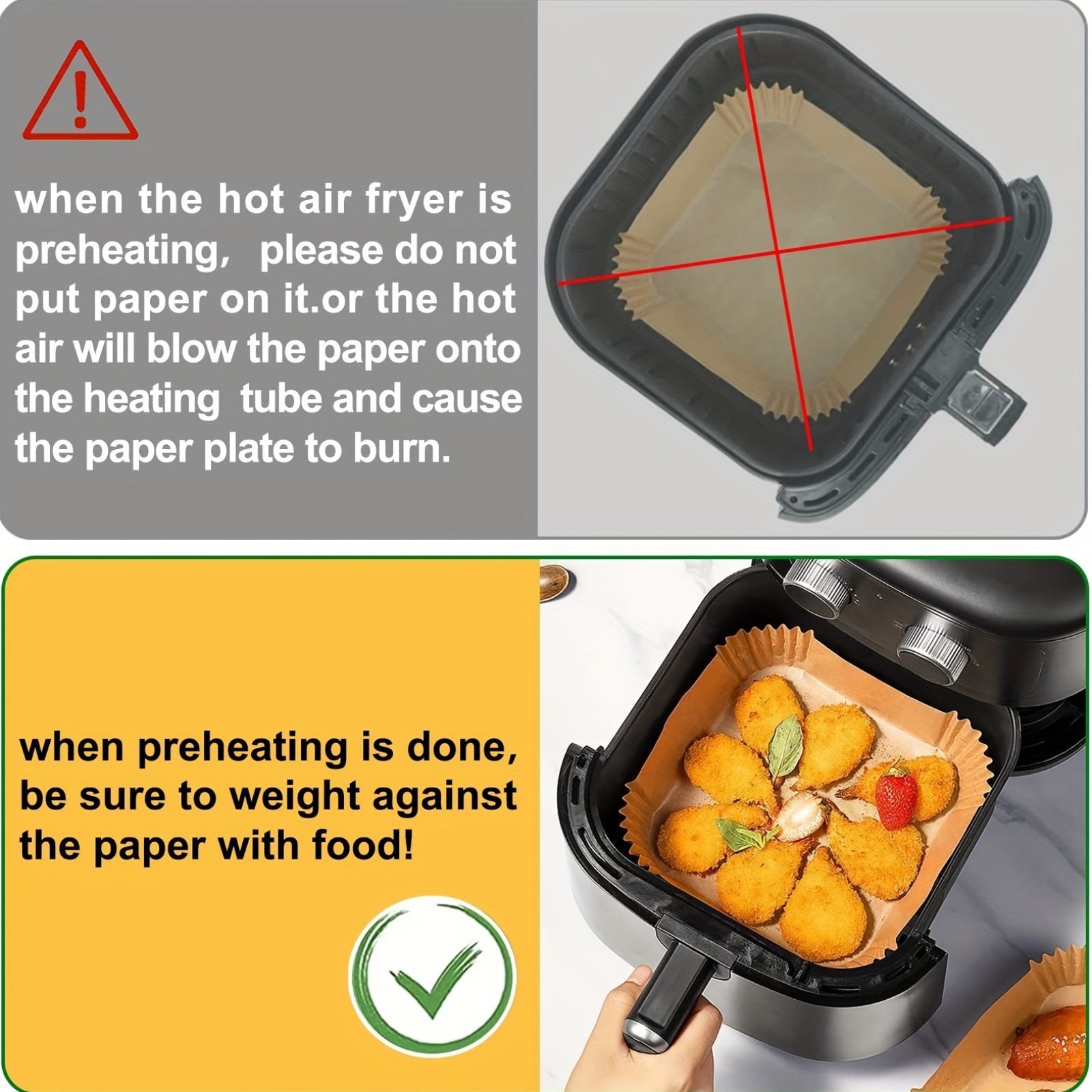 100pcs, Air Fryer Disposable Paper Liners, 9 Inch, Round And Square Parchment Paper Liner For 5-8QT Air Fryer, Oil-proof, Water-proof, Parchment Baking Paper For Kitchen Baking Roasting Microwave