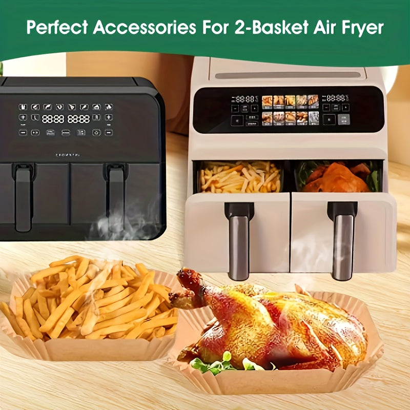 100pcs Rectangle Air Fryer Liner, Disposable Kraft Paper Pad That Does Not Need to Be Cleaned, Baking Pads Without Bleach, Multi-Purpose Food Baking Paper Pad, Suitable for Ovens, Microwave Ovens, Frying Pan, Kitchen Accessories, Kitchen baking tools