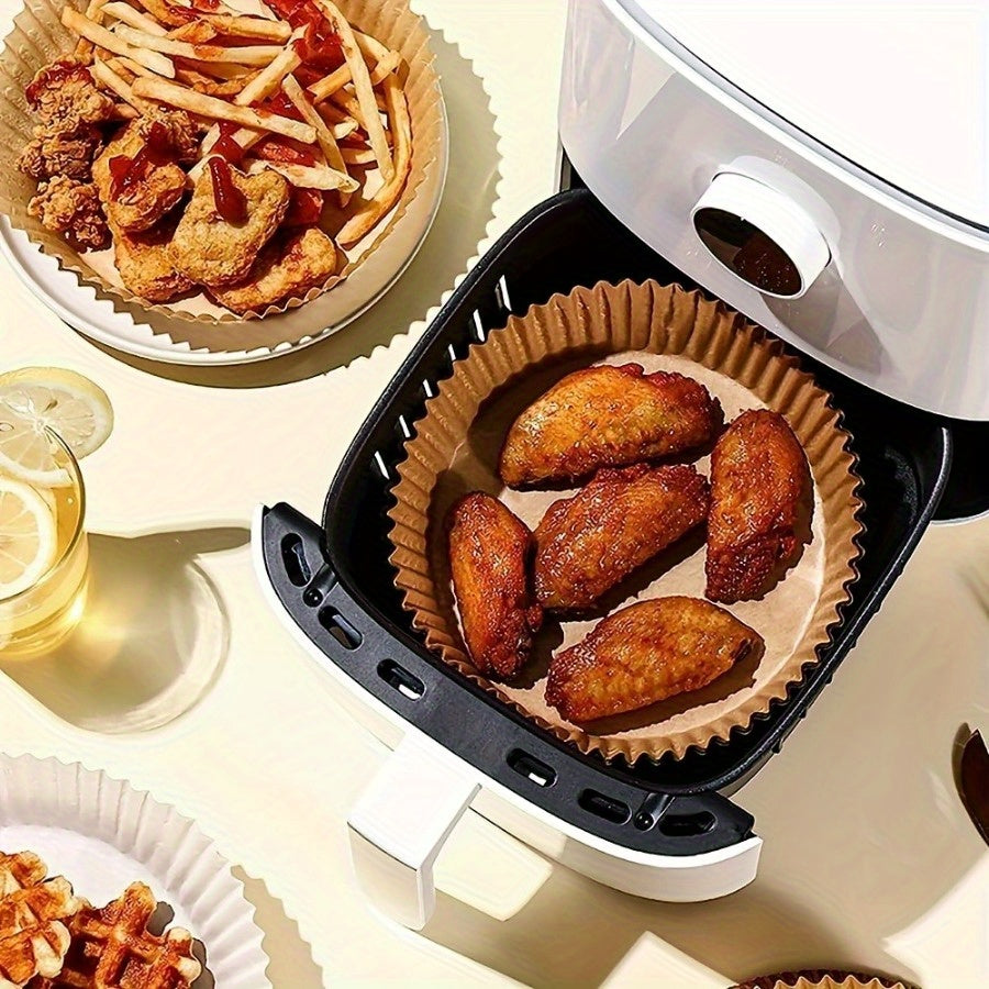 50/ 100pcs, disposable paper lining for air fryer, air fryer 6.3-7 inch lining [for 2-8 QT], non-stick parchment, for frying, baking, cooking, baking and microwave ovens, oil-proof, tray non-stick silicone oil paper, kitchen accessories