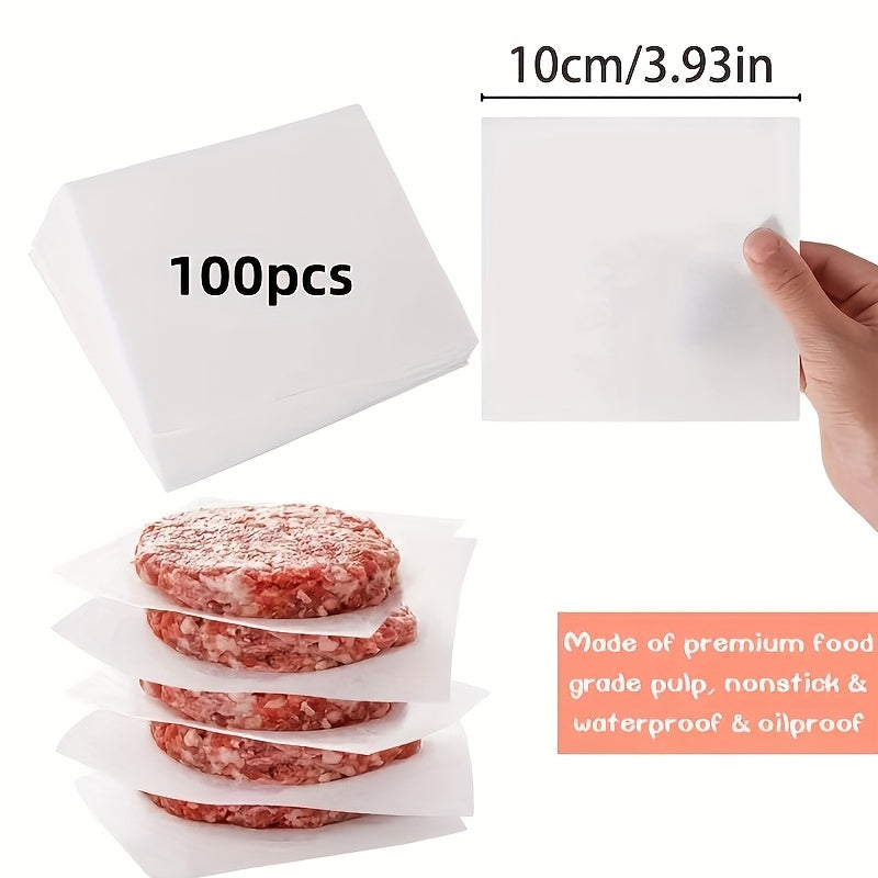 100 High-quality Non Stick Meat Paper Cubes, Food Grade, Oil And Water Resistant, Suitable For Hamburger Cake Separation, Baking, Grilling, Cake, Freezing, Candy Packaging, Multi-purpose Use