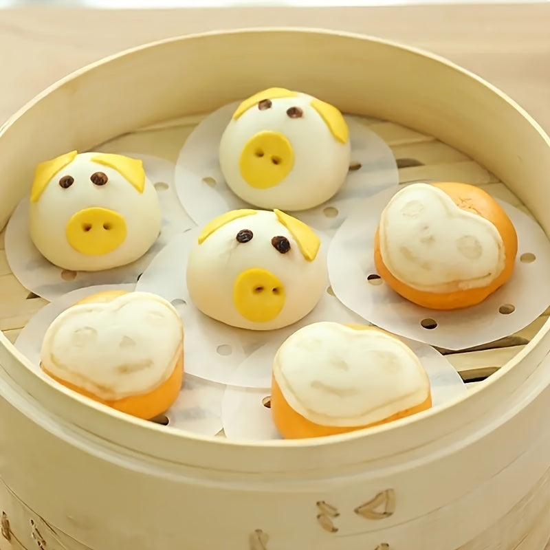 500pcs Food Grade Disposable Steamer Liners - 2.95 Inch Round Parchment Paper for Steaming Buns, Dumplings & Baking, Heat-Resistant up to 392°F, Non-Stick, Kitchen Essentials, Dumpling Preparation, Perforated Design, Nonscratch Surface