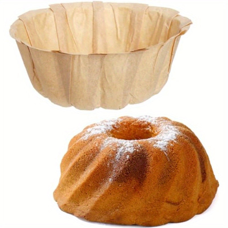 100pcs Mini Fluted Tube Pan Liners - Nonstick Disposable Baking Sheets, 4 Inch Round Cake Pans for Angel Food, Pies, Scones, Pineapples - Perfect for Weddings, Parties, Home Baking - Easy Release & Cleanup, Party Desserts, Fluted Edge Design, Durable