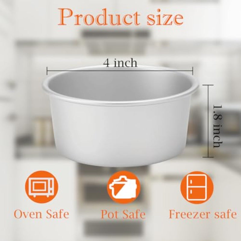 4 Inch Small Cake Pan Set of 24 Nonstick Aluminum Cake Baking Pans with 100pcs Round Parchment Paper Cake Pans with Removable Bottom for Mini Cheesecakes Pizzas and Dessert