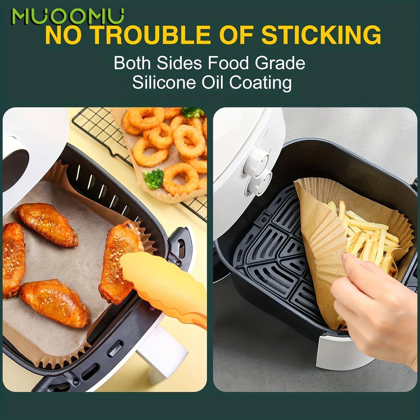 100pcs Heavy-Duty Non-Stick Baking Sheets, Oven & Air Fryer Liners, Cookie, Pizza, Pastries - Easy Cleanup, Even Heat Distribution, Kitchen Paper Mats for Baking, Roasting, Broiling - Compatible with Ovens, Air Fryers, Convection Ovens, Air Fryer