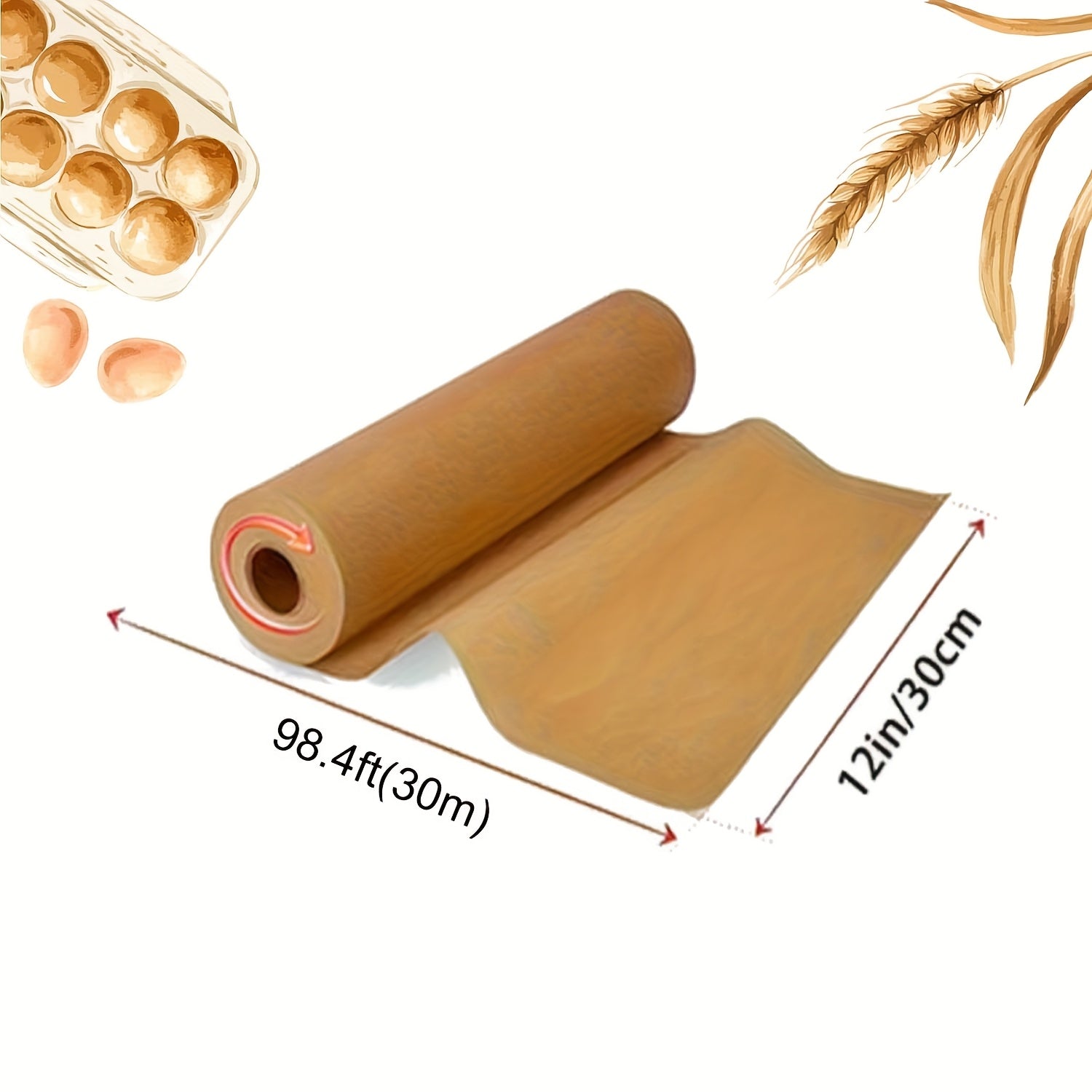 1 Roll Unbleached Parchment Paper - Non-Stick, Serrated Cutter for Baking, Cooking, Air Fryer, Silicone Oil Resistant, Ideal for Chicken, Fish, Vegetables & More - Perfect for Home Cooking, Baking Essentials|Serrated Edge Design|Nonstick Paper