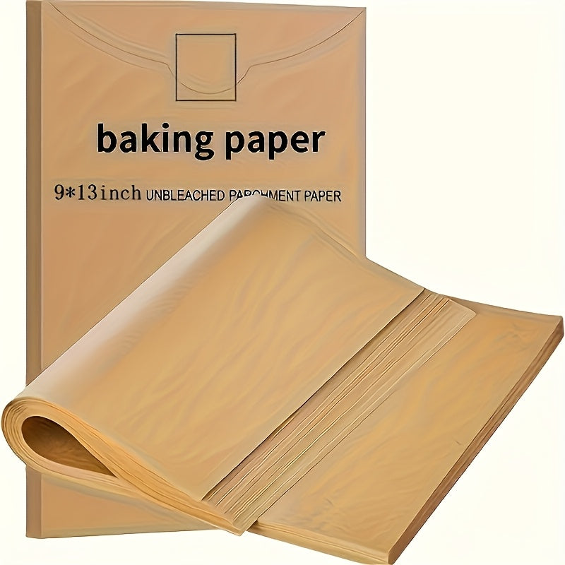 50-Pack Pre-Cut Parchment Paper Baking Sheets - 9x13 Inch Unbleached Non-Stick, Half Sheet Pan Size - For Baking, Cooking, Grilling, Air Fryer, Steaming, Deep Fryer - Perfect For Home Bakers & Kitchen Enthusiasts